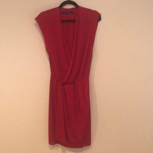 Zara red faux wrap dress